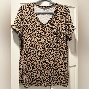 Leopard Print V-Neck Women Top